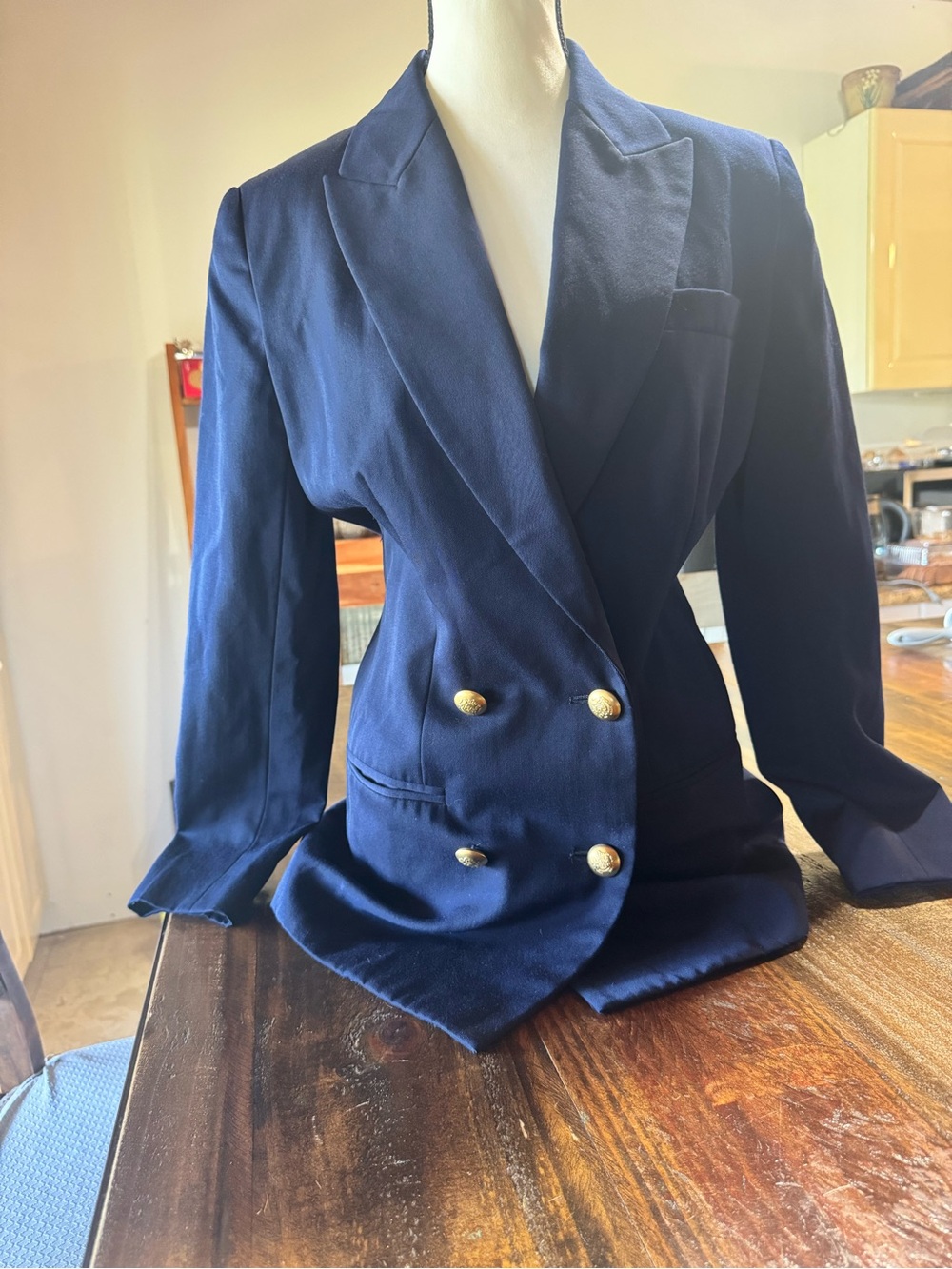 Hugo Buscati Navy Double-Breasted Blazer with Gold Buttons